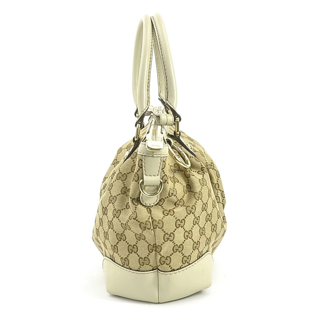 Gucci Bag Beige Shoulder Leather Canvas GG 2way Sukey Tan